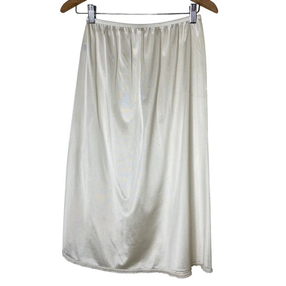 Vintage Ivory Nylon Lace Trimmed Hem 28 Inch Long Half Slip Size M USA Made - Picture 1 of 7